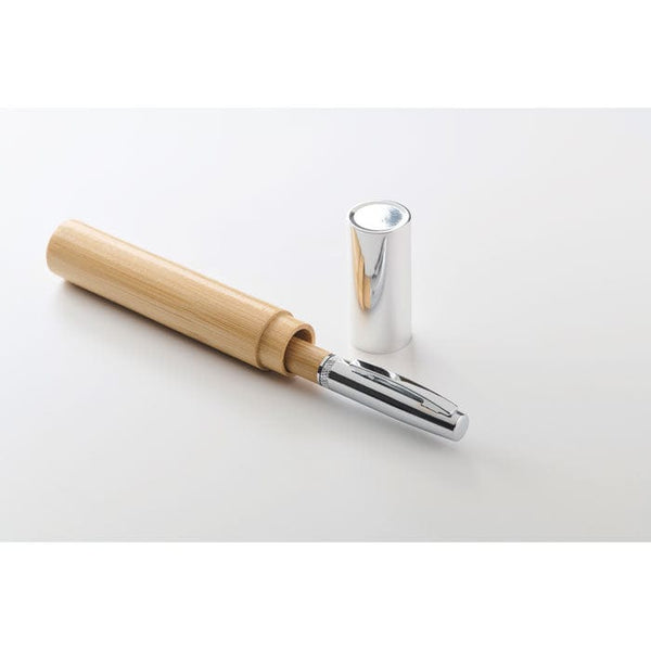 Penna a sfera twis metallo e legno natural - personalizzabile con logo