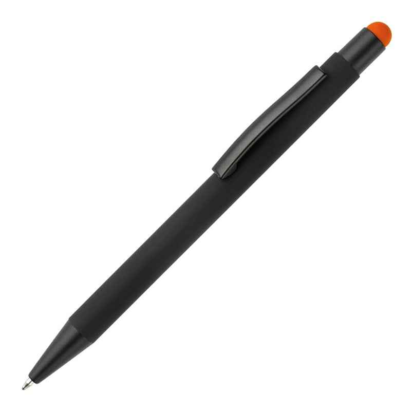 Penna a stilo gommata New York Nero / arancione - personalizzabile con logo