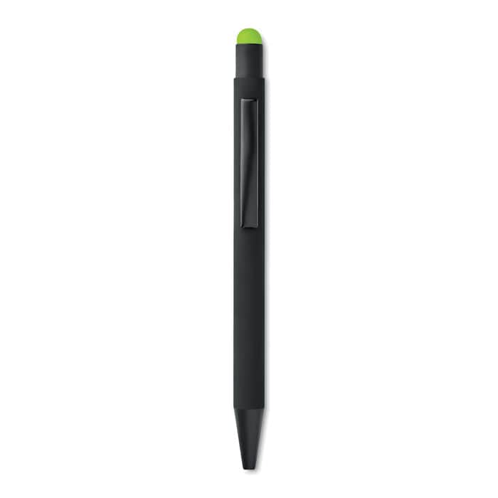 Penna a stilo touch in alluminio verde calce - personalizzabile con logo