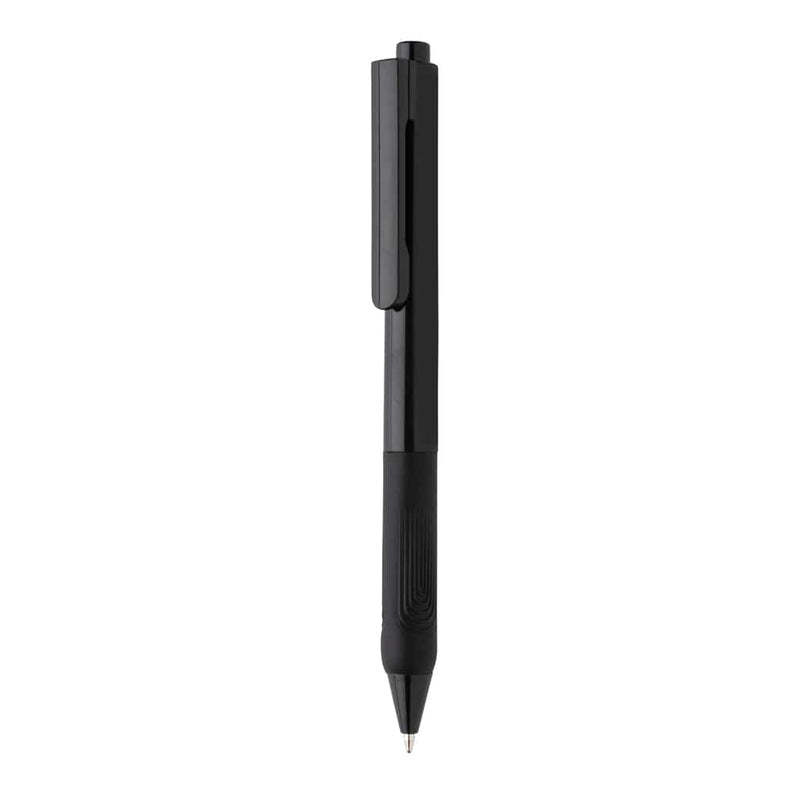 Penna a tinta unita X9 con impugnatura in silicone nero - personalizzabile con logo