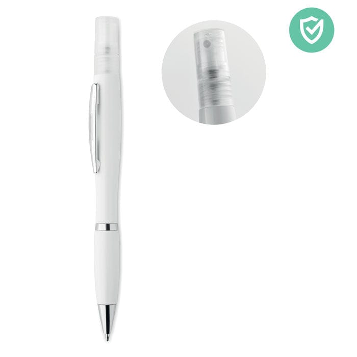 Penna antibatterica con contenitore bianco - personalizzabile con logo