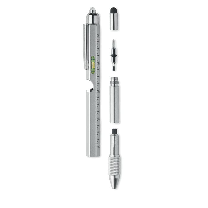 Penna con livella color argento - personalizzabile con logo