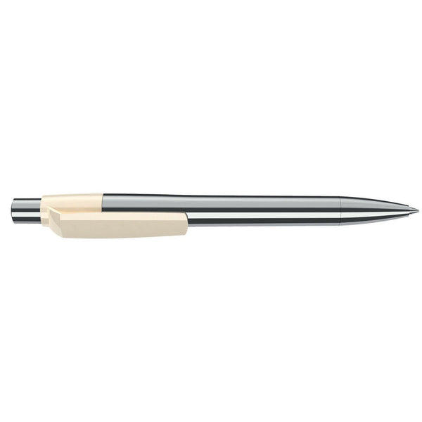 Penna deluxe in metallo cromato Cromato / Beige - personalizzabile con logo