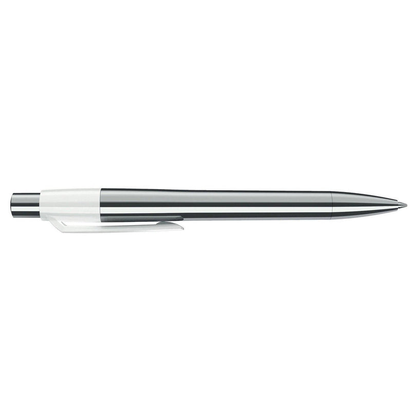 Penna deluxe in metallo cromato Cromato / Bianco - personalizzabile con logo