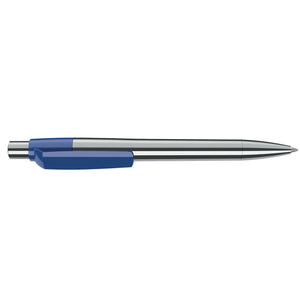 Penna deluxe in metallo cromato Cromato / Blu - personalizzabile con logo