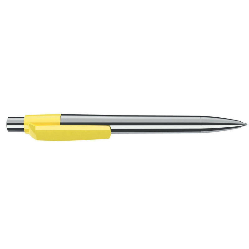 Penna deluxe in metallo cromato Cromato / Giallo - personalizzabile con logo