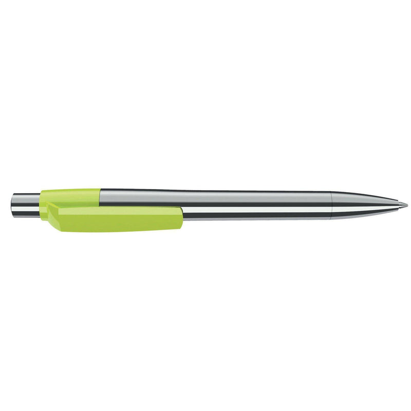 Penna deluxe in metallo cromato Cromato / Lime - personalizzabile con logo