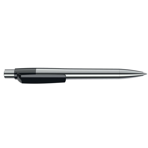 Penna deluxe in metallo cromato Cromato / Nero - personalizzabile con logo