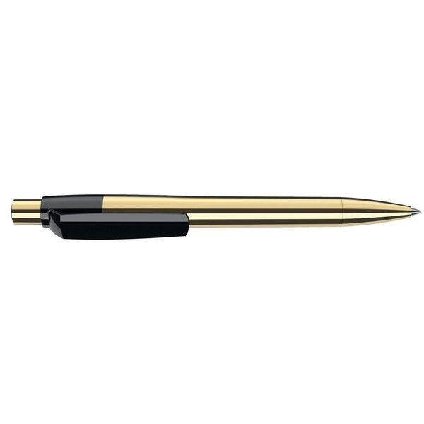 Penna deluxe in metallo cromato Oro / Nero - personalizzabile con logo