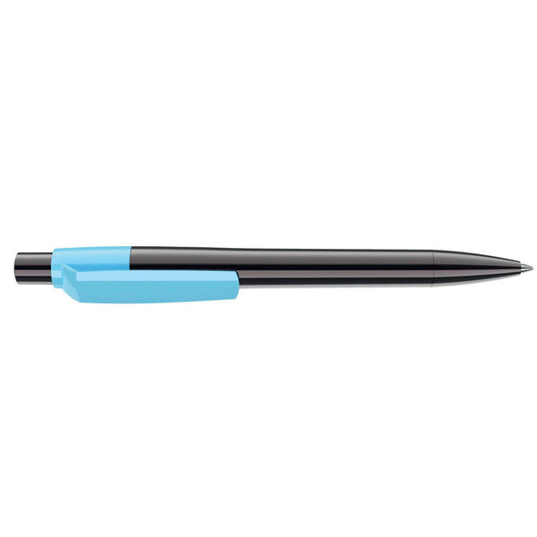 Penna deluxe in metallo cromato Titanio / Azzurro - personalizzabile con logo