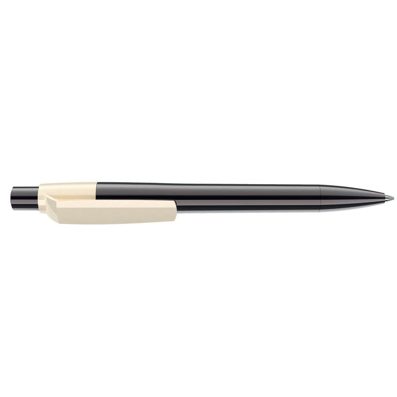 Penna deluxe in metallo cromato Titanio / Beige - personalizzabile con logo