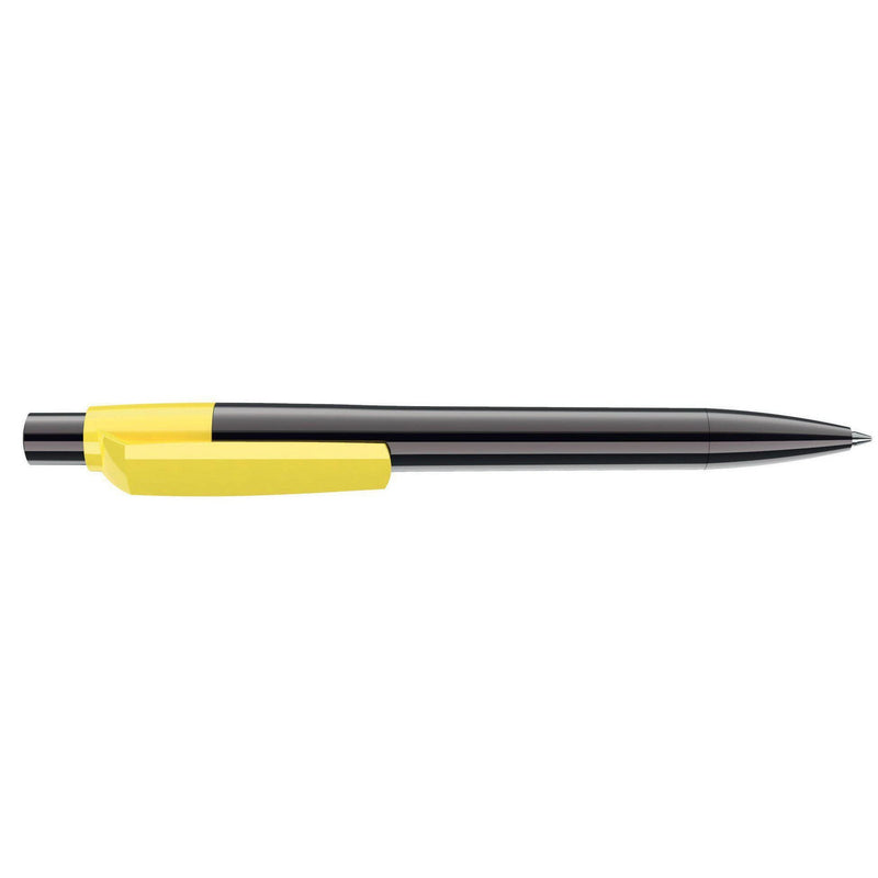 Penna deluxe in metallo cromato Titanio / Giallo - personalizzabile con logo
