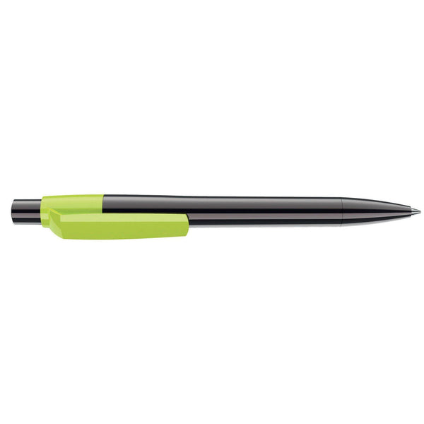 Penna deluxe in metallo cromato Titanio / Lime - personalizzabile con logo