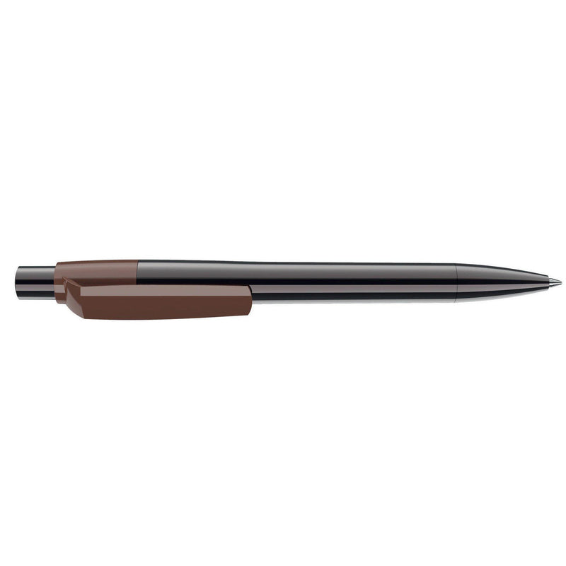 Penna deluxe in metallo cromato Titanio / Marrone - personalizzabile con logo