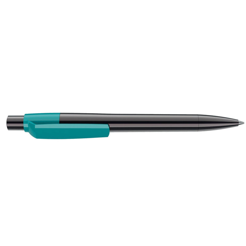 Penna deluxe in metallo cromato Titanio / Verde acqua - personalizzabile con logo