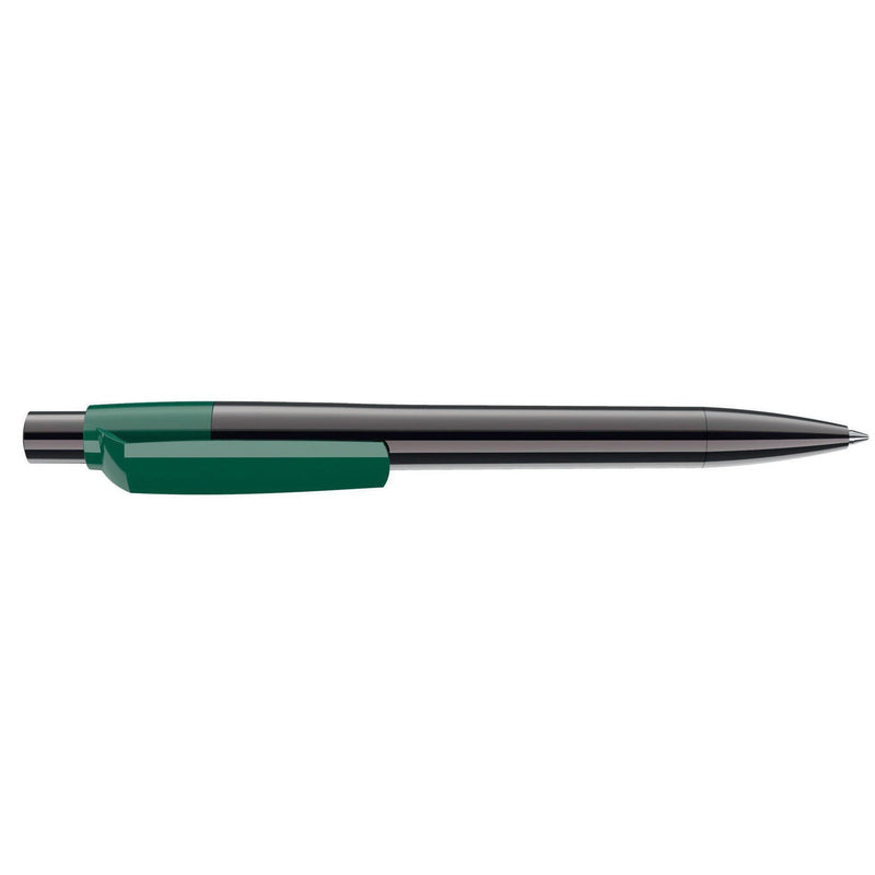 Penna deluxe in metallo cromato Titanio / Verde scuro - personalizzabile con logo