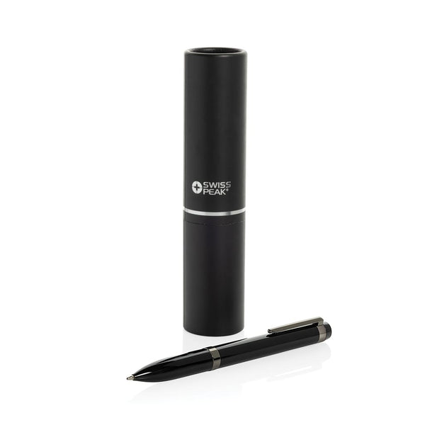 Penna di lusso Swiss Peak OSLO in acciaio nero - personalizzabile con logo