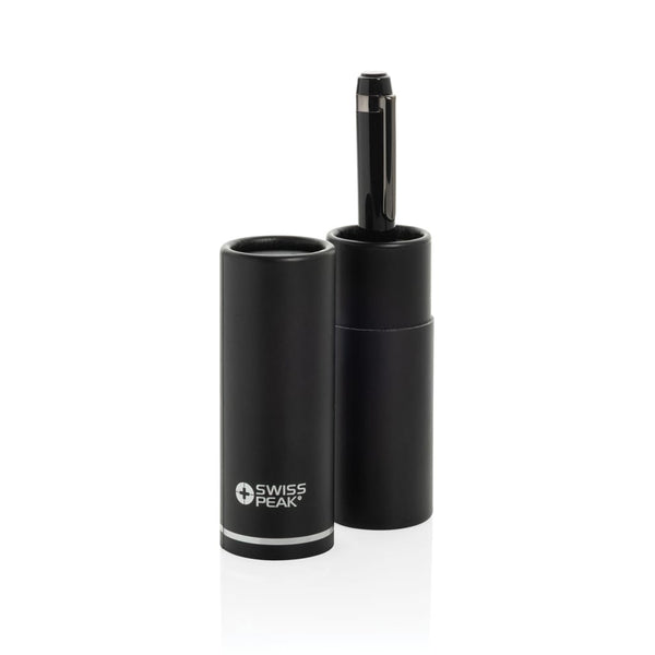 Penna di lusso Swiss Peak OSLO in acciaio nero - personalizzabile con logo