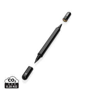 Penna doppia Swiss Peak Storm in alluminio riciclato RCS nero - personalizzabile con logo