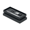 Penna e portachiavi in PU Color argento - personalizzabile con logo