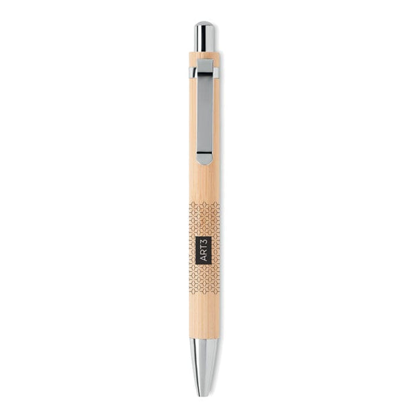 Penna eterna con pulsante beige - personalizzabile con logo