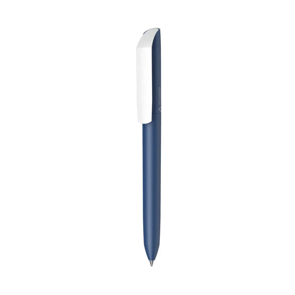 PENNA FLOW PURE RECYCLED - clip bianca blu - personalizzabile con logo