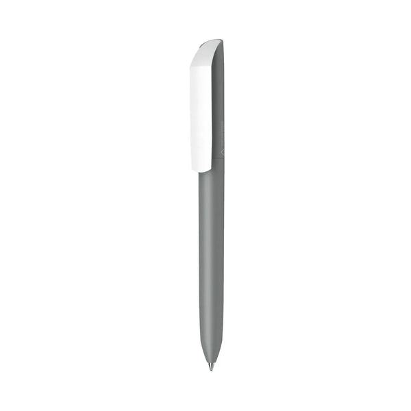 PENNA FLOW PURE RECYCLED - clip bianca grigio scuro - personalizzabile con logo