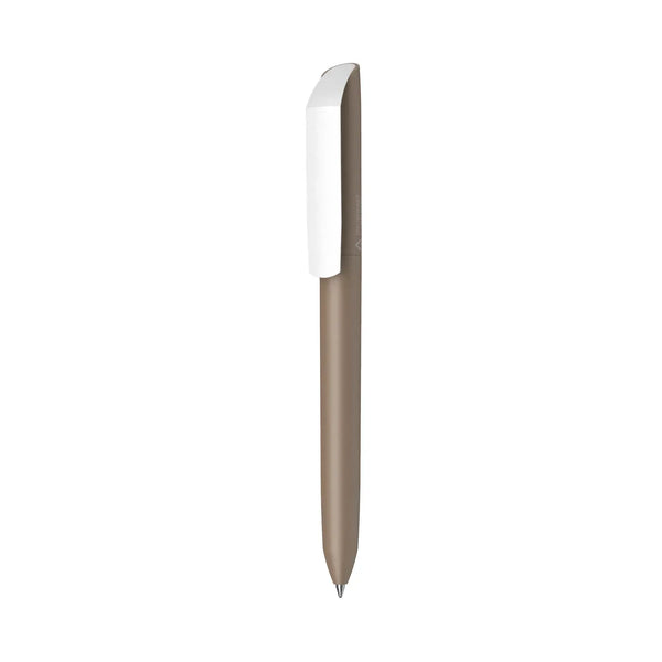 PENNA FLOW PURE RECYCLED - clip bianca marrone - personalizzabile con logo