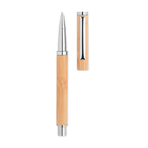 Penna gel in bamboo beige - personalizzabile con logo