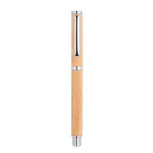 Penna gel in bamboo beige - personalizzabile con logo