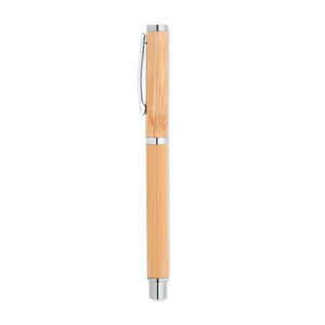 Penna gel in bamboo beige - personalizzabile con logo