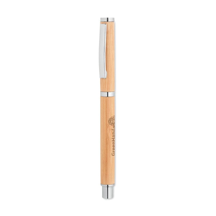 Penna gel in bamboo beige - personalizzabile con logo