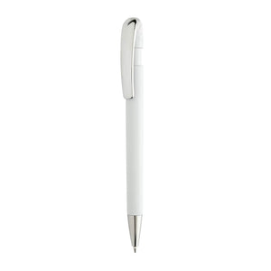 Penna Glide in rABS GRS con clip in metallo bianco - personalizzabile con logo