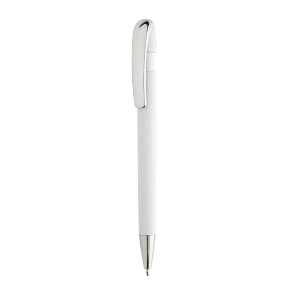 Penna Glide in rABS GRS con clip in metallo bianco - personalizzabile con logo
