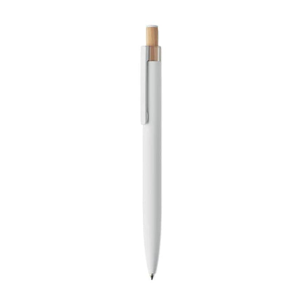 Penna in alluminio e bamboo Bianco - personalizzabile con logo