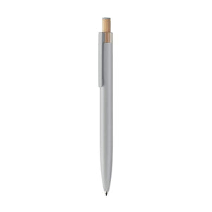 Penna in alluminio e bamboo Color  Color argento - personalizzabile con logo