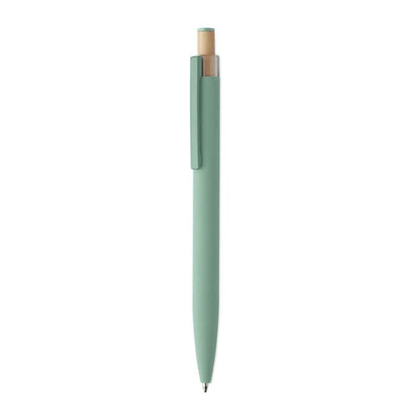 Penna in alluminio e bamboo verde calce - personalizzabile con logo