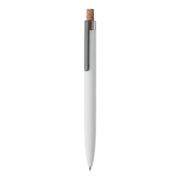 Penna in alluminio e sughero Bianco - personalizzabile con logo