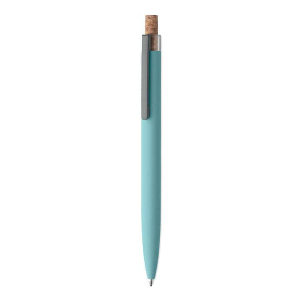 Penna in alluminio e sughero blu - personalizzabile con logo