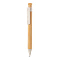 Penna in bambù con clip in fibra di grano bianco - personalizzabile con logo