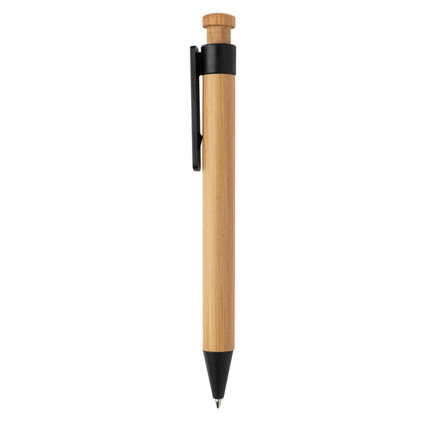 Penna in bambù con clip in fibra di grano - personalizzabile con logo