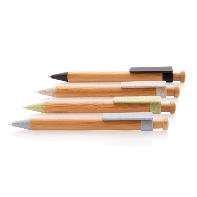 Penna in bambù con clip in fibra di grano Colore: nero, bianco, blu, verde €0.89 - P610.541