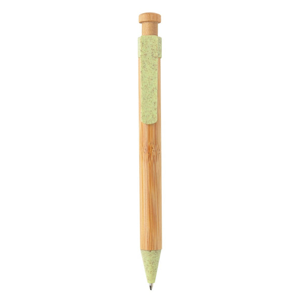 Penna in bambù con clip in fibra di grano - personalizzabile con logo