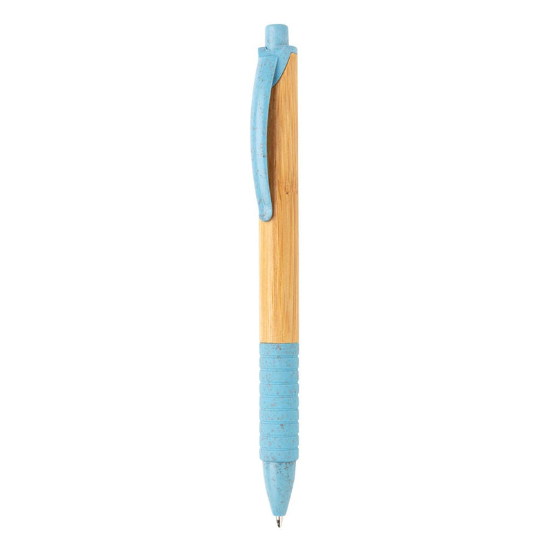 Penna in bambù e fibra di grano blu - personalizzabile con logo