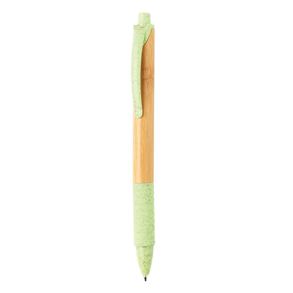 Penna in bambù e fibra di grano verde - personalizzabile con logo
