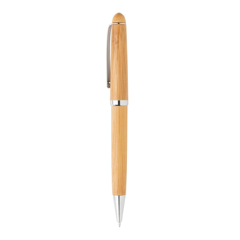 Penna in bambù in scatola marrone - personalizzabile con logo