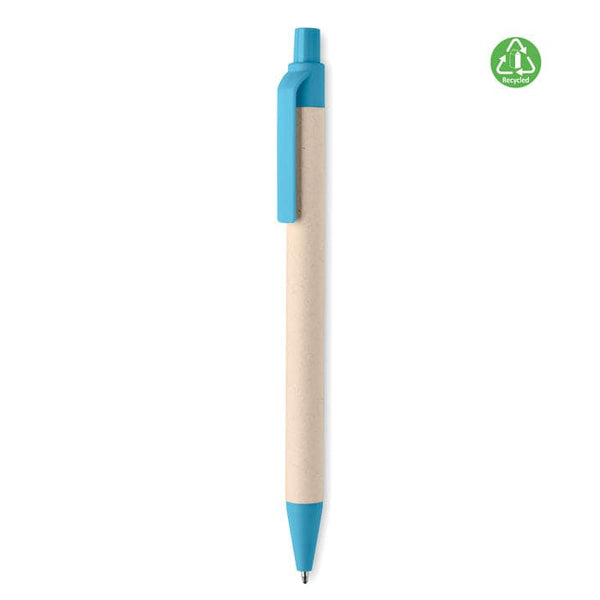 Penna in carta Recycled Milk azzurro - personalizzabile con logo