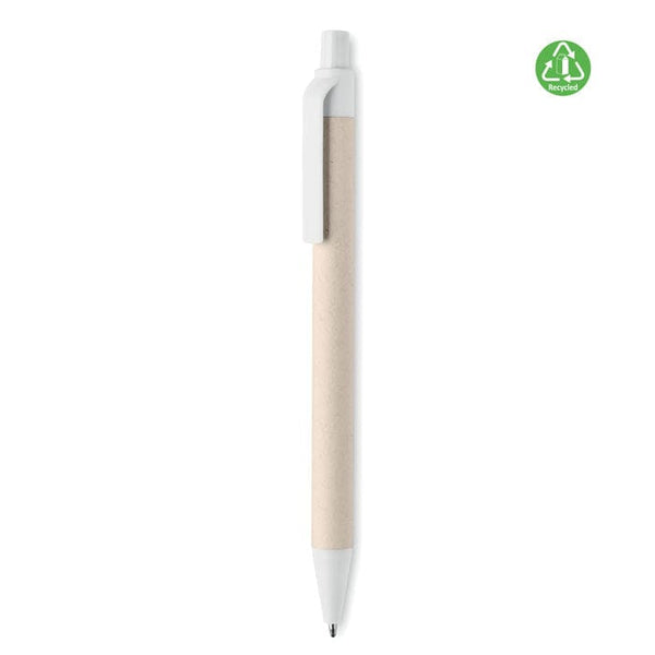 Penna in carta Recycled Milk bianco - personalizzabile con logo