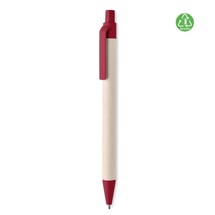 Penna in carta Recycled Milk rosso - personalizzabile con logo