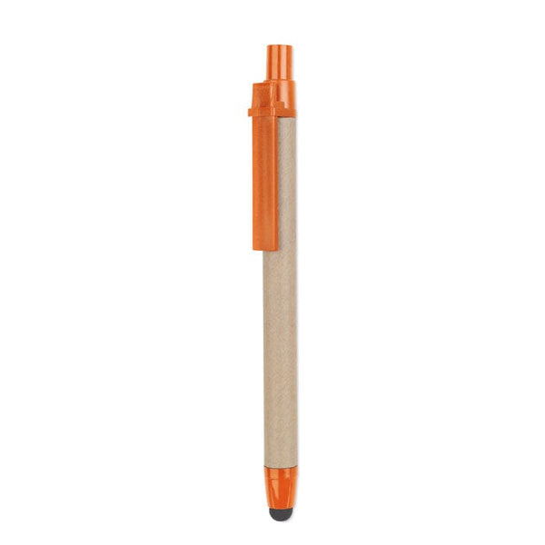 Penna in carta riciclata punta touch arancione - personalizzabile con logo